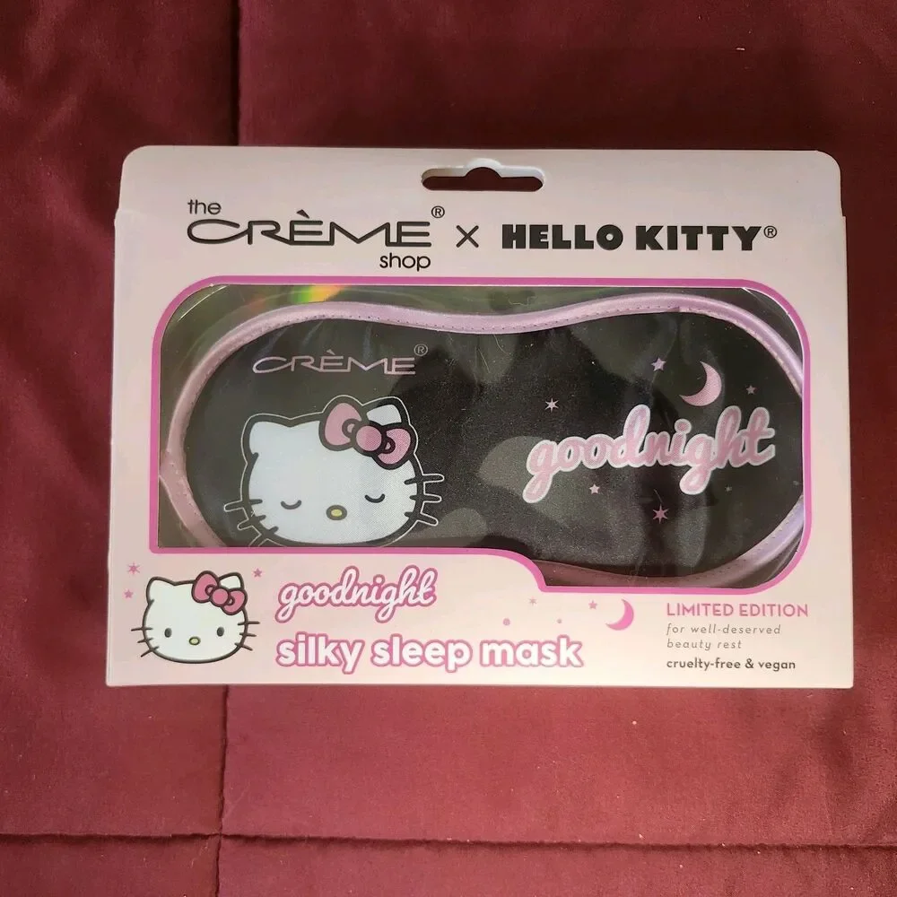 The Crème Shop Hello Kitty Sleep Mask NIB Satin Blackout Limited Pamper Slumber
